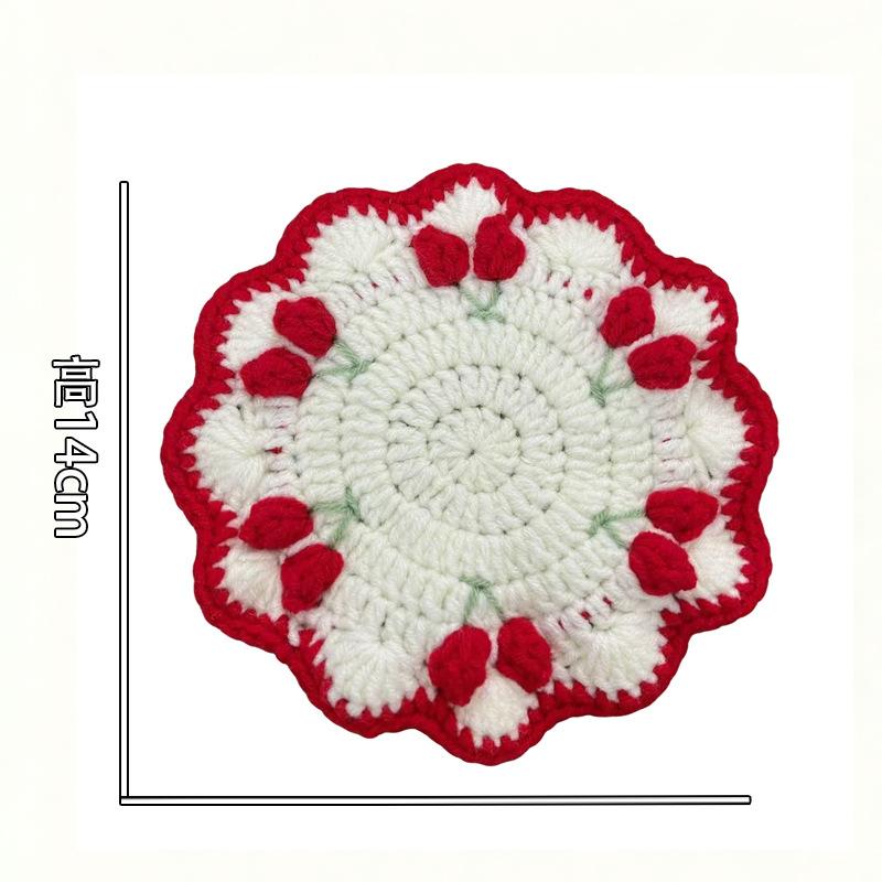 Finished product new cute wind ins small flower coaster placemat thermal insulation mat handmade wool crochet