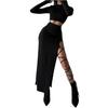 Women's Autumn Solid Color Long Sleeve Top & Slim Fit Slit Lace-up Skirt Set