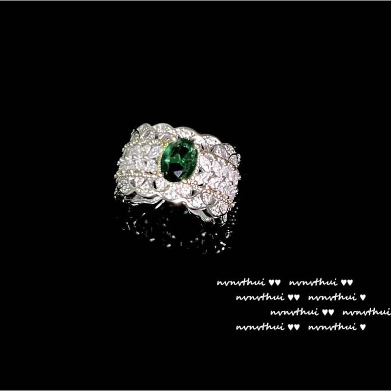 Emerald Green Zircon Butterfly Knot Ring With 18K Gold Plating Vintage Floral Womens Adjustable Opening