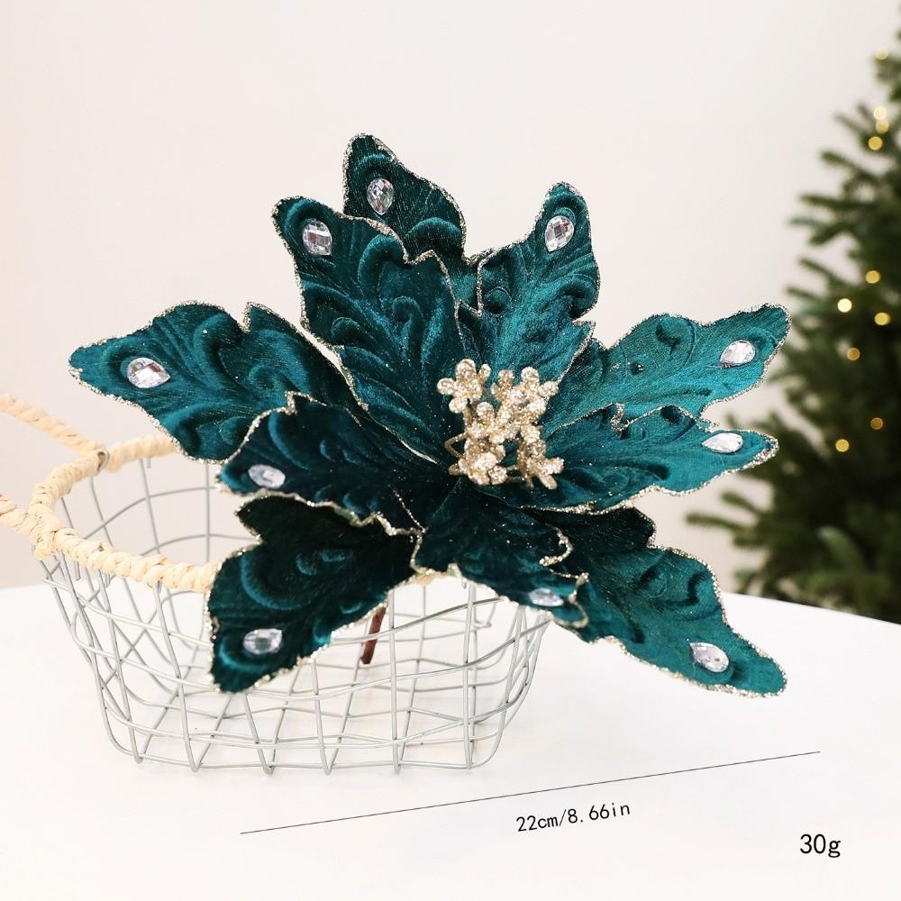 DIY Decoration Fake Flower 22cm Xmas Tree Decorations New Glitter Poinsettia  Christmas Gift