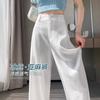 White Linen Suit Pants Women's Summer Thin Loose Straight Casual Pants Cotton and Linen High Waist Drooping Cool Wide-leg Pants