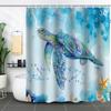 Coastal Marine Shower Curtain: Dolphin, Starfish, Seahorse, Seashell, Sea Turtle - Moisture-Proof, Mildew-Resistant, Waterproof, Beach Bathroom Décor