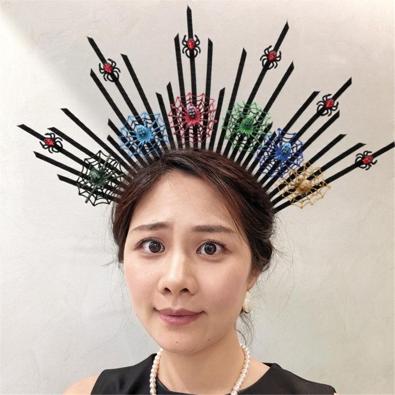 Steampunk Spiders Hair Hoop Dark Gothic Halloween Costume Spiked Headpiece Adjustable Artistic Punk Headbands