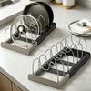 1Pc 7‑Grid Telescopic Pot Rack Pan Organizer Space‑Saving Cabinet Holder for Pots Pans and Lids Keep Your Kitchen Neat and Tidy