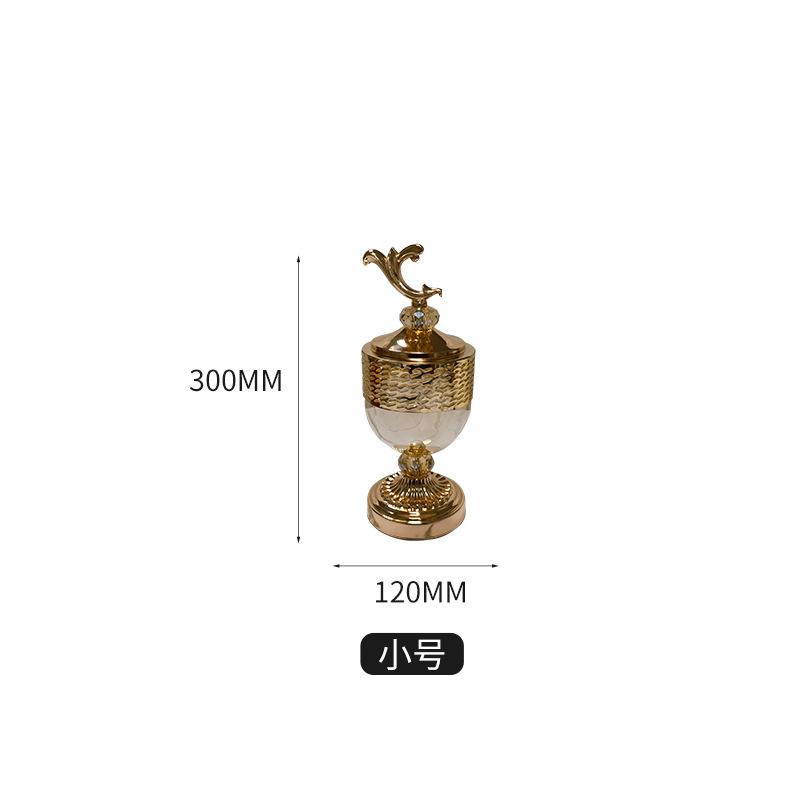 

Gold-plated Glass Candy Jars Metal Vase Vases Delicate Jewelry Nuts Food Storage Jars Creative Glass Fruit Bowls Home Decoration