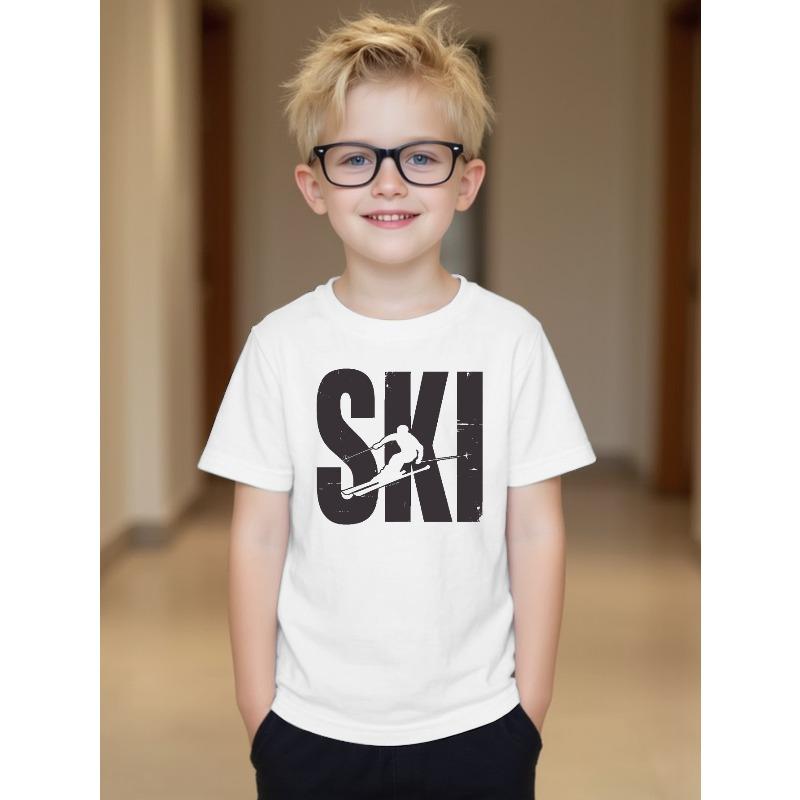 Boys Crewneck Tee, SKI Cute Print American Fashion Versatile Summer Base Top 110