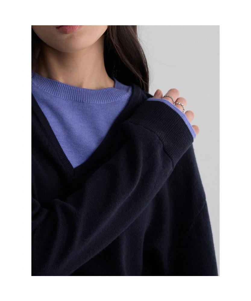 8seconds V-Neck Contrast Pullover Navy