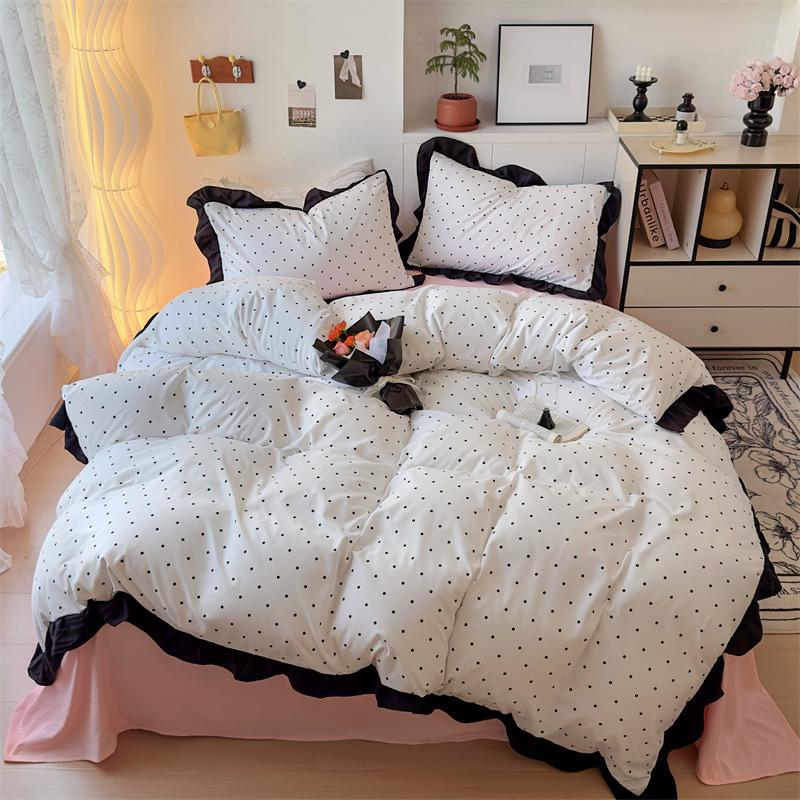 Skin-Friendly French Summer Bed 4Pcs Set, Super Soft Quilt Cover, Mattress Sheet Direct Sales