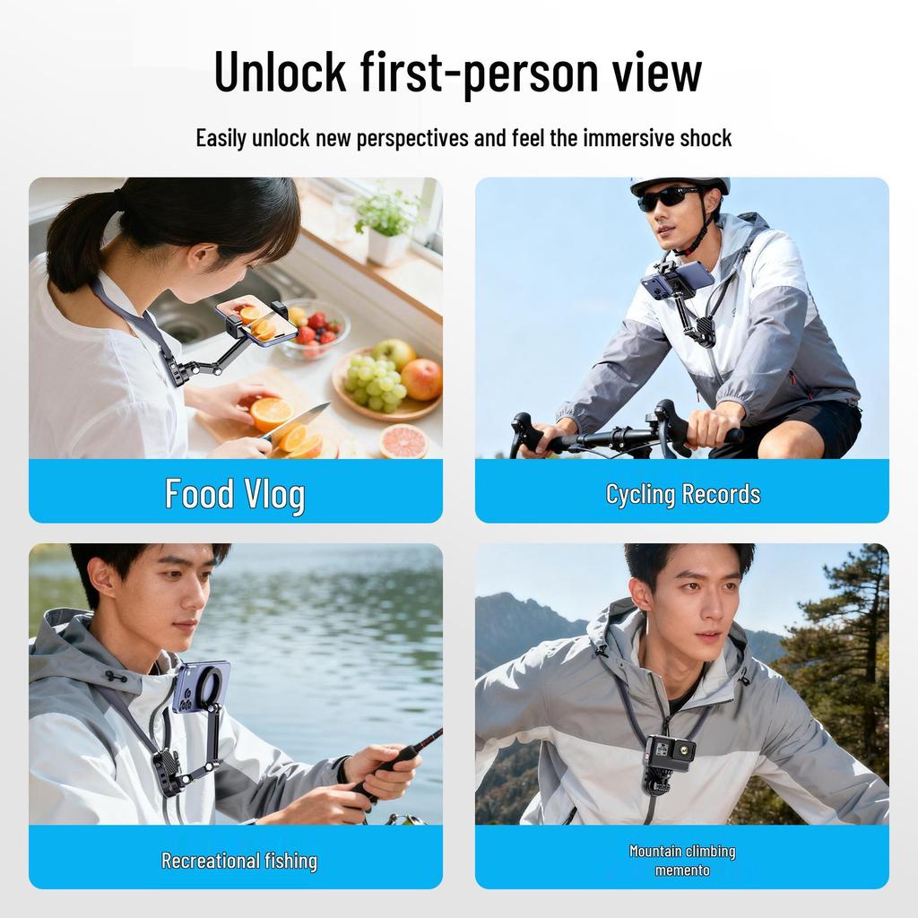 Magnetic Neck-Mounted Phone & Camera Chest Holder for Cycling & Vlogging - Compatible with DJI & GoPro.