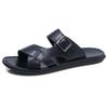 Men's Leather Slide Sandals Adjustable Buckle Casual Non-slip Summer Beach Slippers