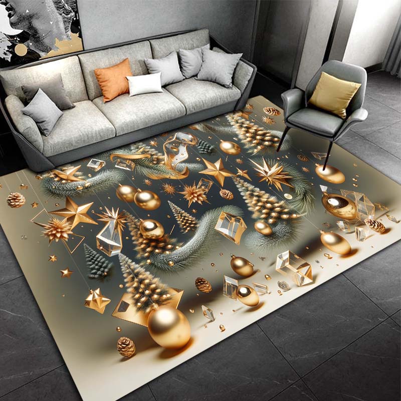 Alfombra con adornos navideños para sala de estar, decoración del hogar, sofá, mesa, alfombra para superficie grande, felpudo de entrada para dormitorio, alfombra antideslizante para Baño