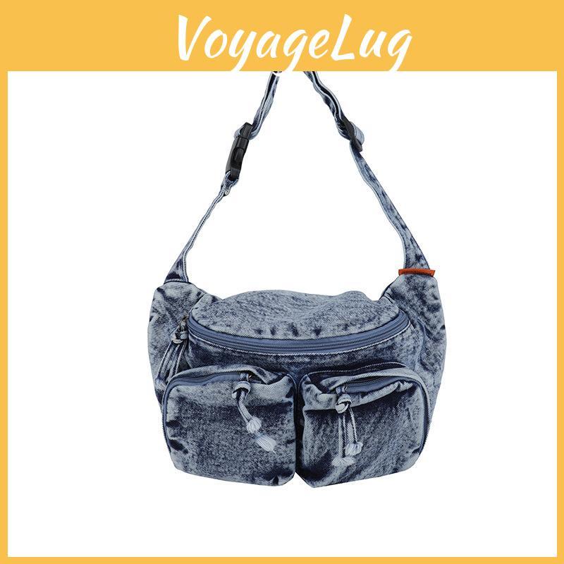 Single Denim Shoulder Crossbody Bag With Large Capacity For Daily Commuting