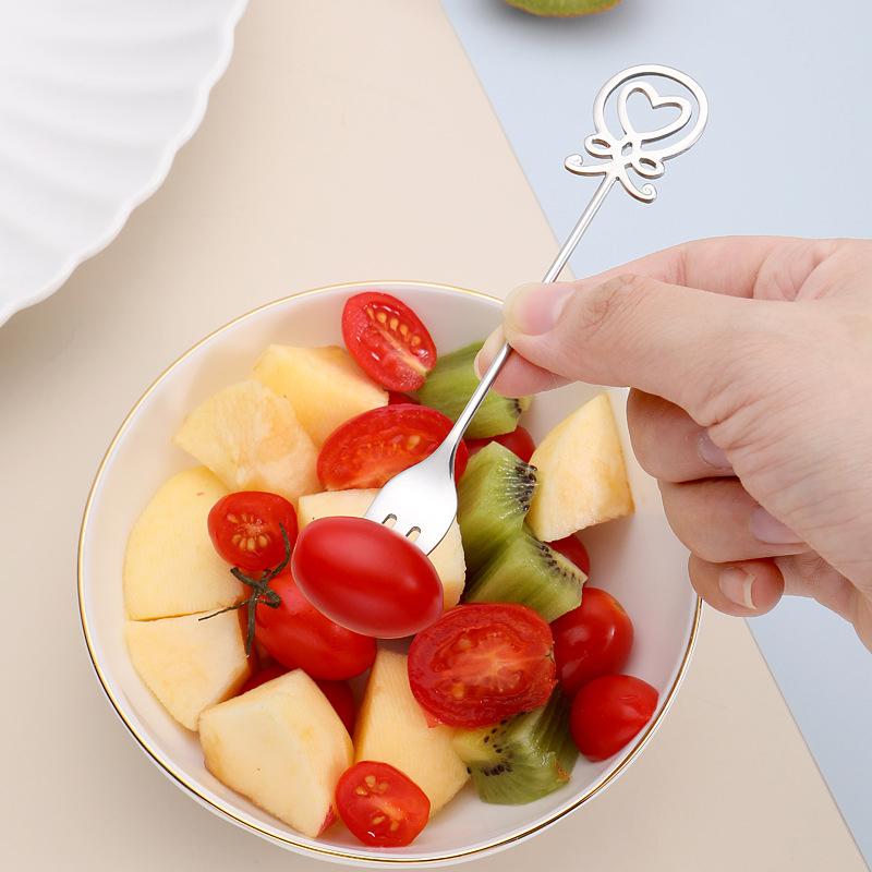 1pc 304 Stainless Steel Spoon Fork Creative Octopus Heart Shaped Small Spoon Fork for Household Fruit Fork Dessert Coffee Spoon