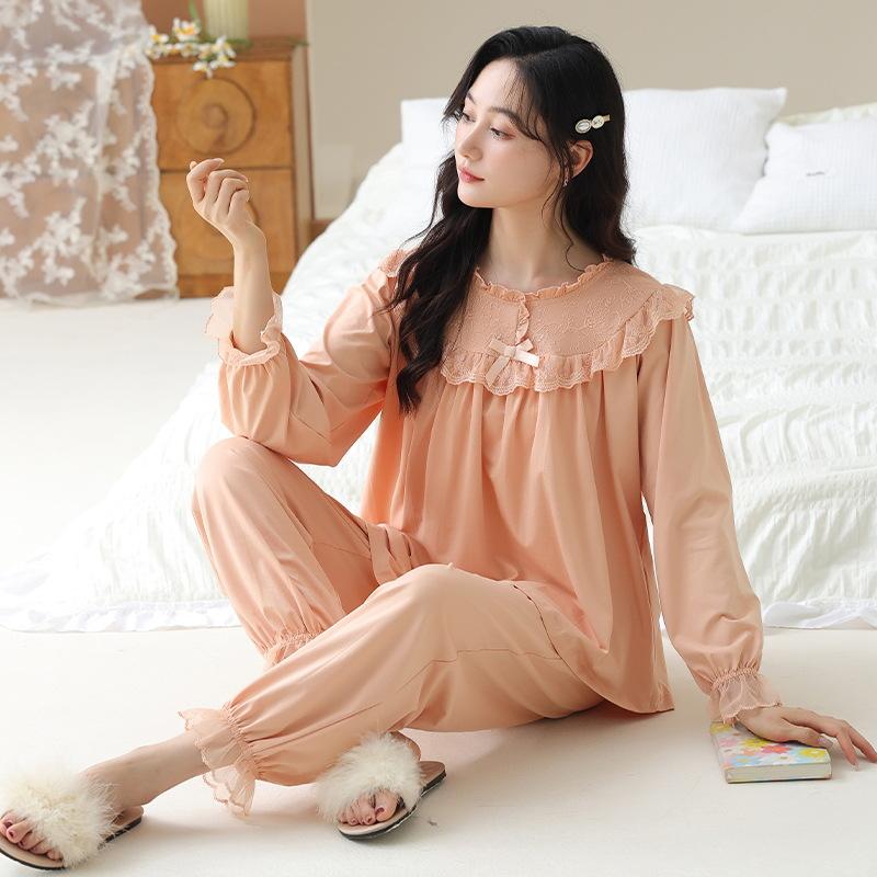 Pajamas women's spring and autumn pure cotton long-sleeved women's 1011 new autumn high-end spring and summer princess style loungewear