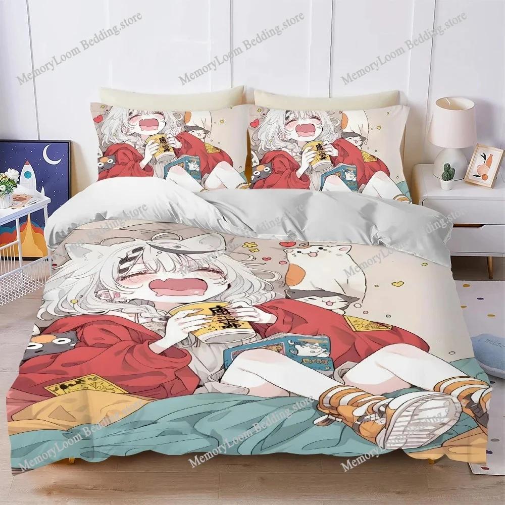 Kawaii Anime Girl Duvet Cover Set Home Style Bedding Soft Laundry Cotton Bed Student Dormitory Gift Home Textileextile741