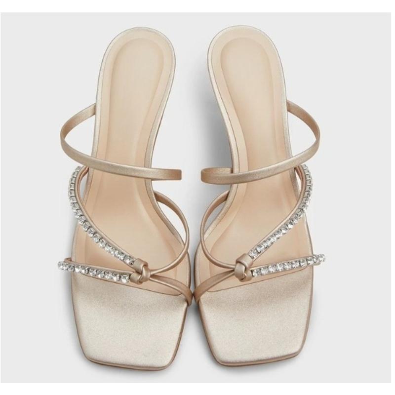 Slingback Woman Sandals Women's High-heeled Shoes Ankle Strap Open Toe High Heel Sandals Black Pumps Female