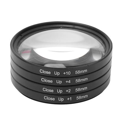 Kit de filtres d'objectif macro en verre optique +1 +2 +4 +10 58 mm pour appareils photo Canon Nikon Sony