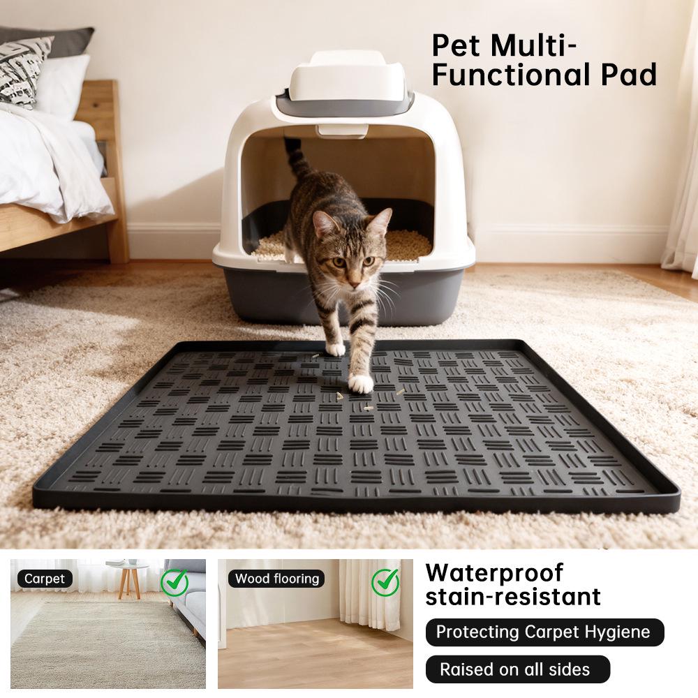 Waterproof Silicone Pet Feeding Mat - Spill-Proof, Straight Edge, Large Size for Cats & Dogs or Litter Mat