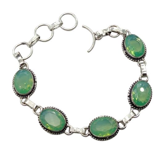 Green Opalite Gemstone Silver Plated Handmade Bracelet Jewelry BR 28