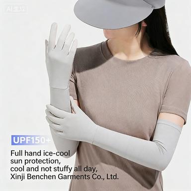 Sonnenschutzhandschuhe Sommer Eis Seide Damen Verlängert Outdoor UV-beständig Ärmel Atmungsaktiv Flip Touchscreen Anti-Rutsch