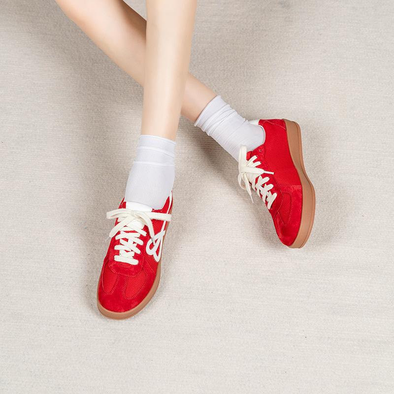 Grape Mom~ The same women's shoes round head color matching white shoes women's leisure sports board shoes with an inner height of 5 cm German tr