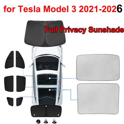 Für Tesla Model 3 Highland 2024 Glasdach Sonnenschutz Front Heckscheibe Sonnenschutz Camping Sichtschutz Dachfenster Rollo Windschutzscheibenabdeckung