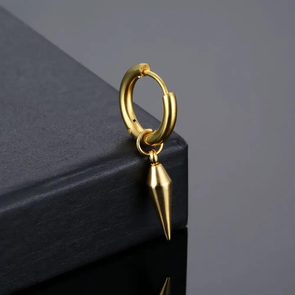 Wannee 2pcs Cross Feather Stud Earrings Punk Rock Style Stainless Steel Hiphop Jewelry For Women Men