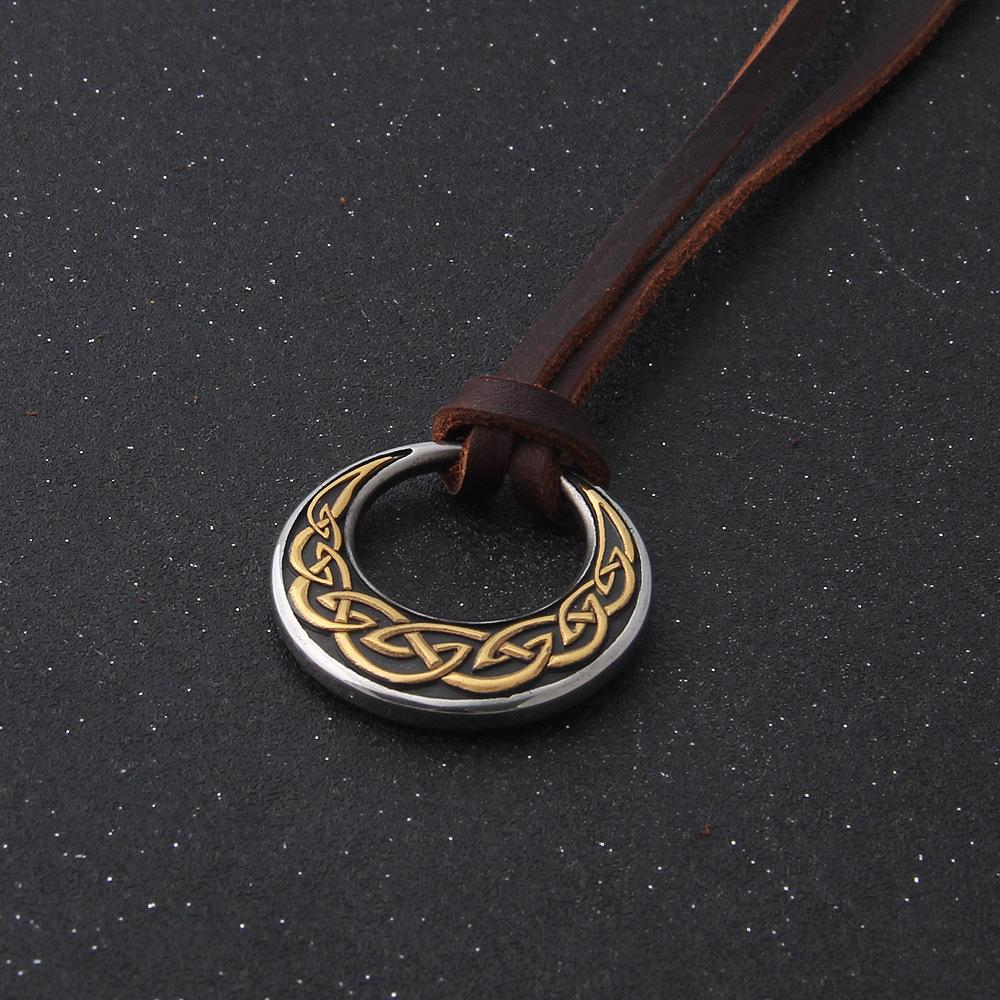 Stainless Steel Celtic Knot Round Pendant Necklace for Men & Women - Viking Adjustable Rope Chain Jewelry with Norse Triquetra Amulet, Pagan