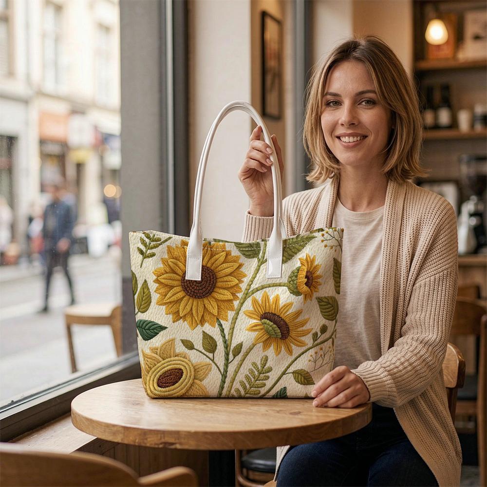 Sunflower Pattern Tote Bag Casual Daily Shoulder Bag for Shopping Travel