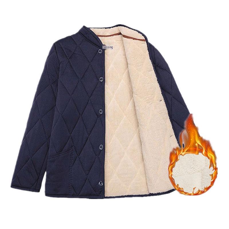 Men's Winter Warm Set: Cotton-Padded Jacket and Pants for Seniors – Fleece-Lined, Camel Down, Ideal for Dad or Grandpa.