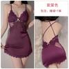 Satin Embroidered Lace Plus Chest Pad Slim Suspender Nightdress Belt Robe Women's Loungewear Set