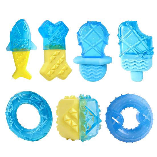 Summer Pet Cooling Chew Toy Freezable Textured Ring Shark Bone Ice Stick Cube Puppy Toy Water Filling Dog Teeth Cleaning Toy