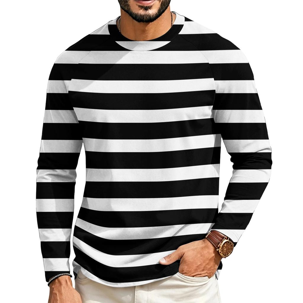 T-shirt casual da uomo a maniche lunghe raglan con girocollo per l'uso quotidiano