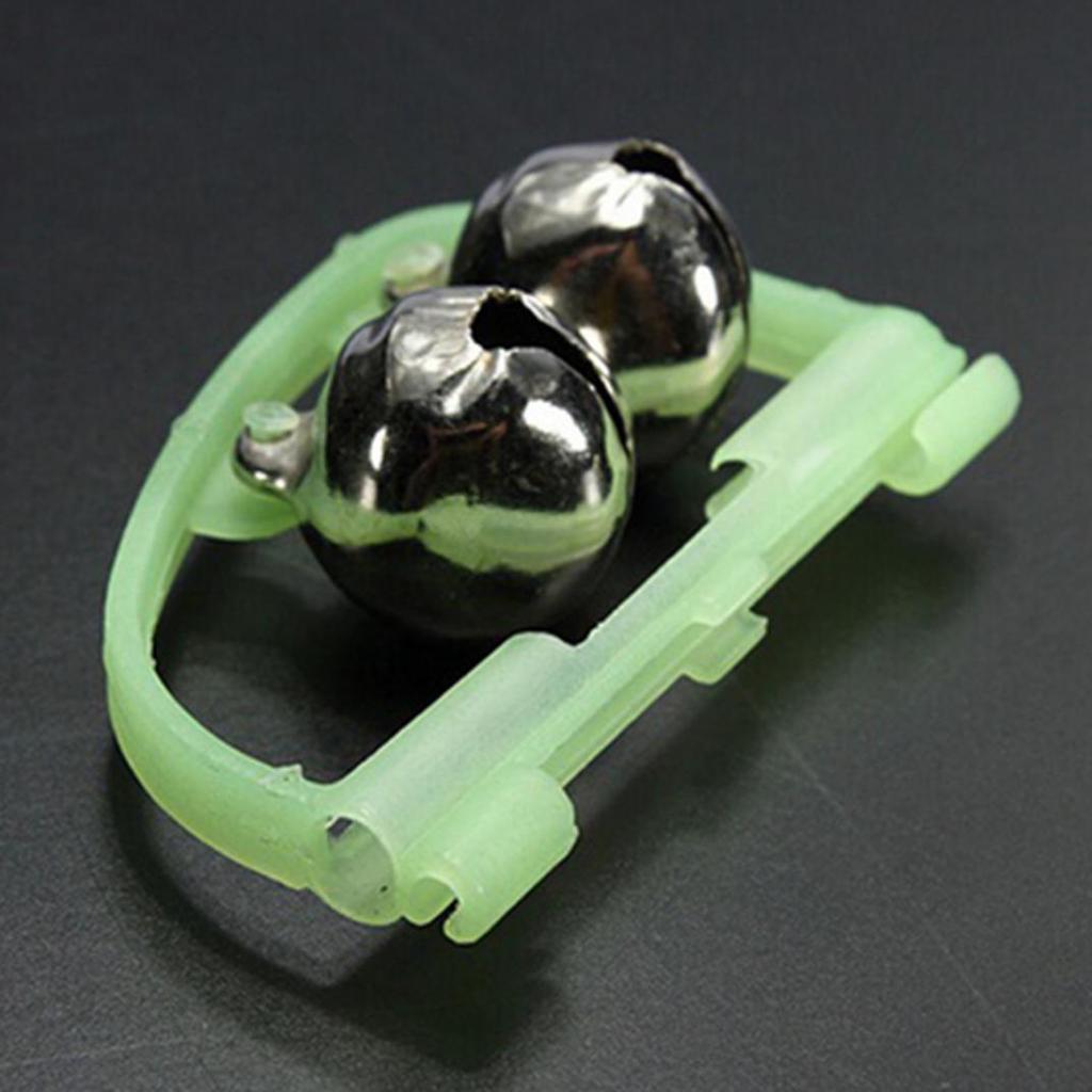 2Pcs Outdoor Night Glow Twin Bell Rings Fishing Rod Clip Bite Lure Alarm Alert