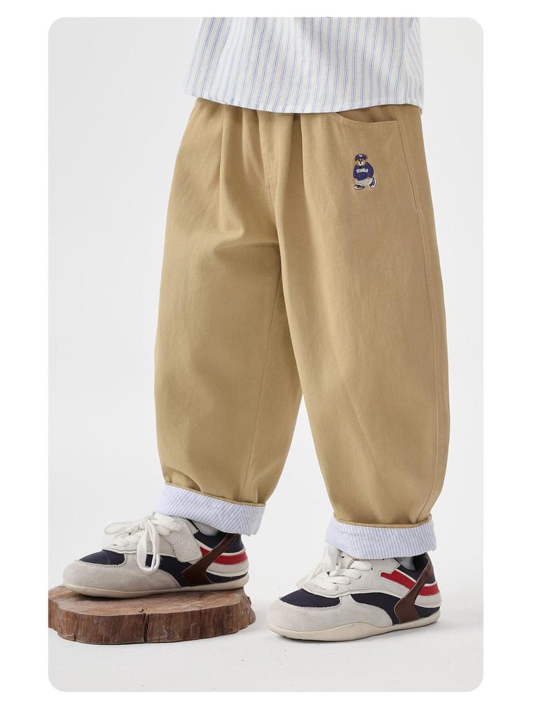 European Boy's Academy Pure Cotton Long Pants - Spring/Autumn 2026 New Style for Toddlers