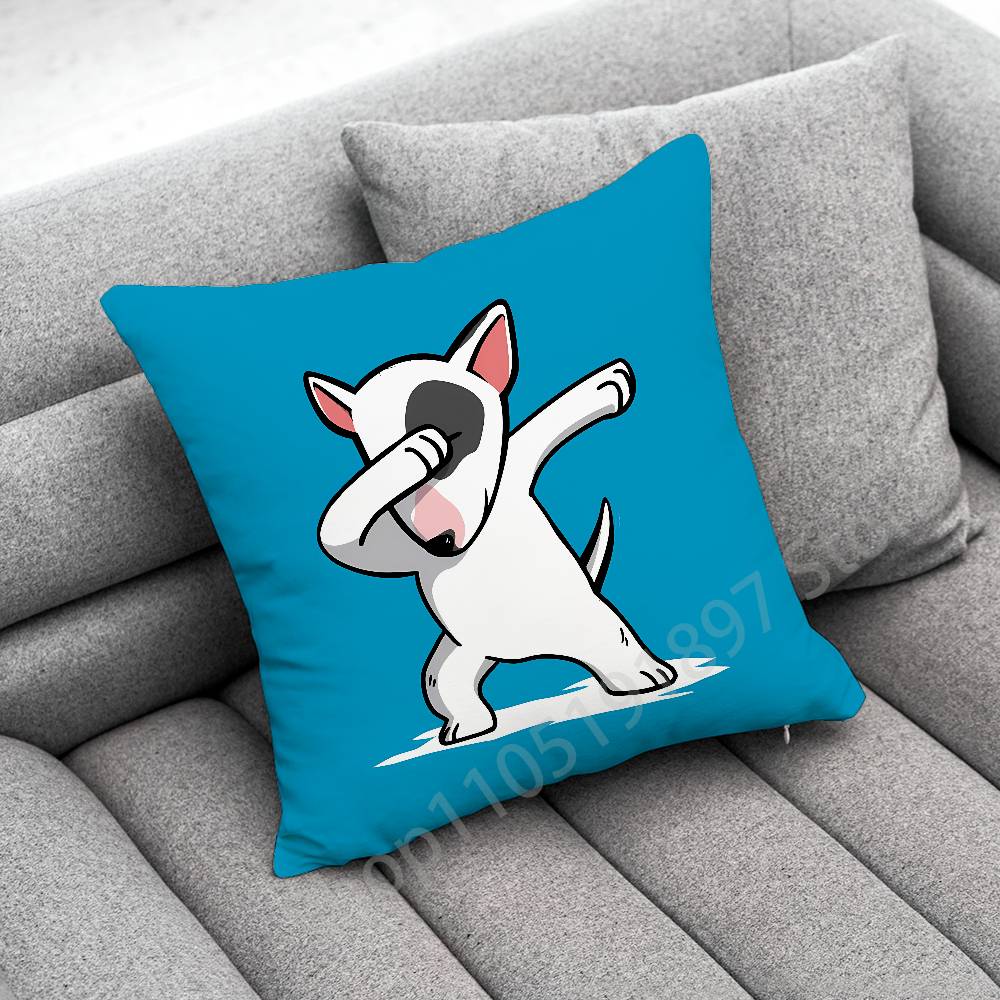 Bull Terrier Dog Puppy Throw Pillow Case For 45x45cm 40x40cm 55x55cm 50x50cm 30x30cm Square Car Pillowcase Shell
