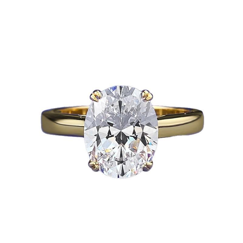 Hui Zhi Yi Jewelry New European & American S925 Silver 4 Carat Pigeon Egg 8x10mm Ring