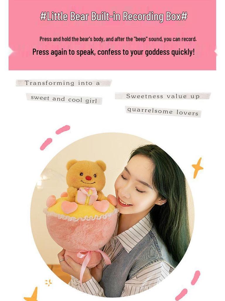 Butter Gift Box Bear Bouquet: Cute Plush Doll for Valentine's Day Girlfriend Gift