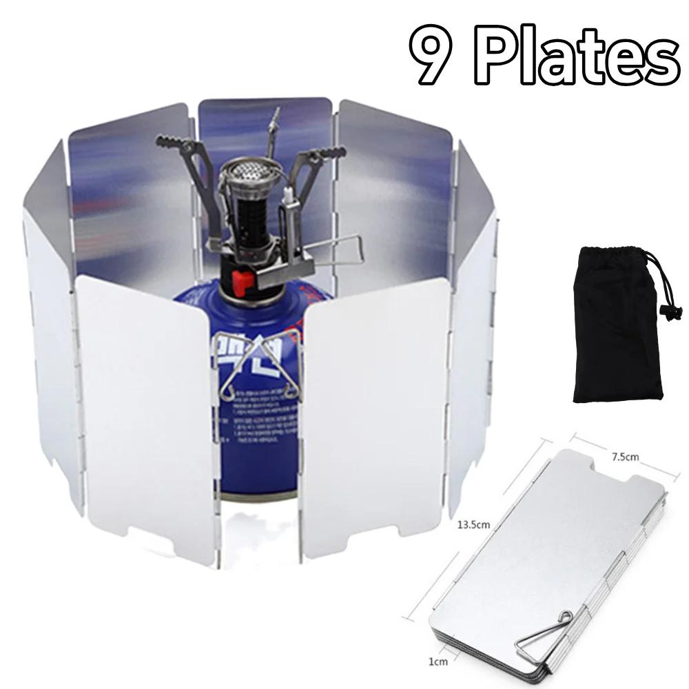 8//9/10/16 Plates Camping Stove Windscreen Aluminum Alloy Folding Stove Windscreen Ultralight Windproof Screen Windshield