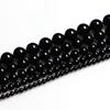 Schwarze Achatstein-Abstandshalter-Lose Perlen für DIY Halskette Armband Natur 4 6 8 10 12mm Großhandel Runde Schmuckherstellung