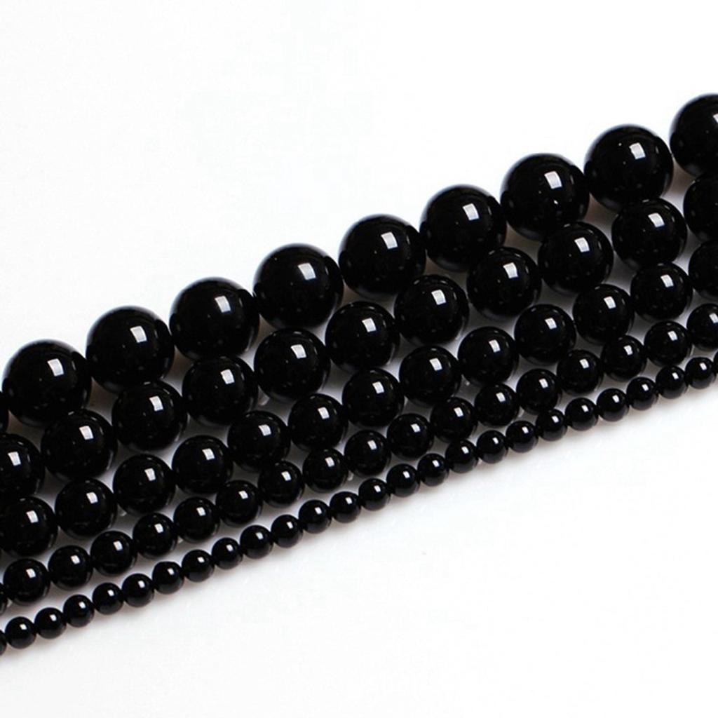Schwarze Achatstein-Abstandshalter-Lose Perlen für DIY Halskette Armband Natur 4 6 8 10 12mm Großhandel Runde Schmuckherstellung