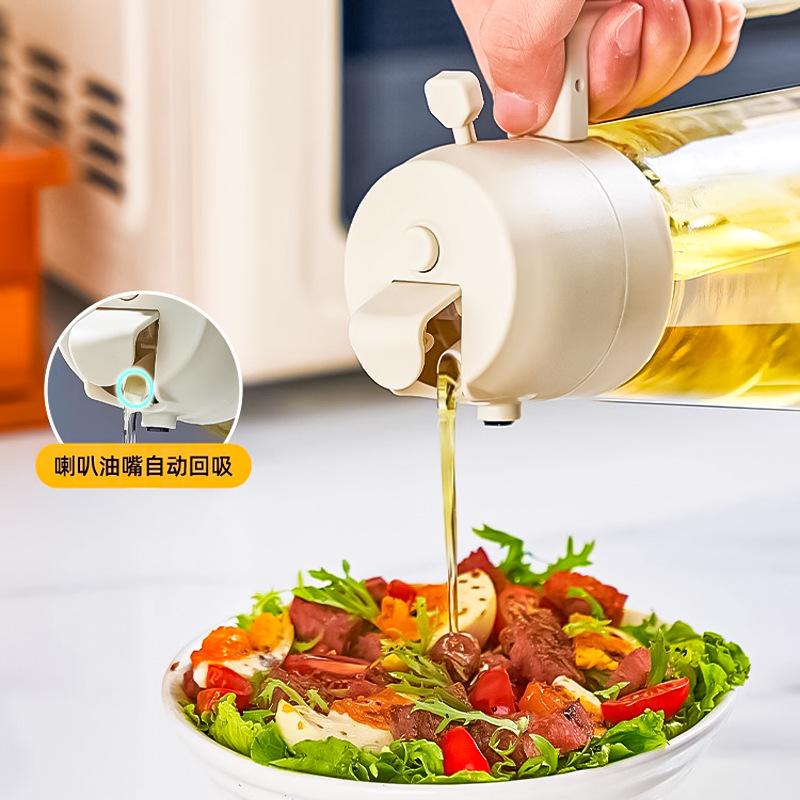 2 In 1 Spray for Olive Oil Spray Sprayer Dispenser Bottle Comfortable Handle Design for Barbecue Air Frying Pan Oven Camping