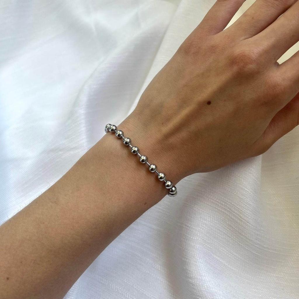 New Punk Personality Minimalist Unique Design Silver Color 5/8/10mm Ball Beading Bracelet for Woman Fashion Jewelry Holiday Gift
