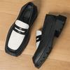 Nya Spetsiga Svart Vita Blandade Färger Tjocka Sulor Bröllop Casual Skor för Män Penny Loafers Formella Klänningsskor Zapatos Hombre