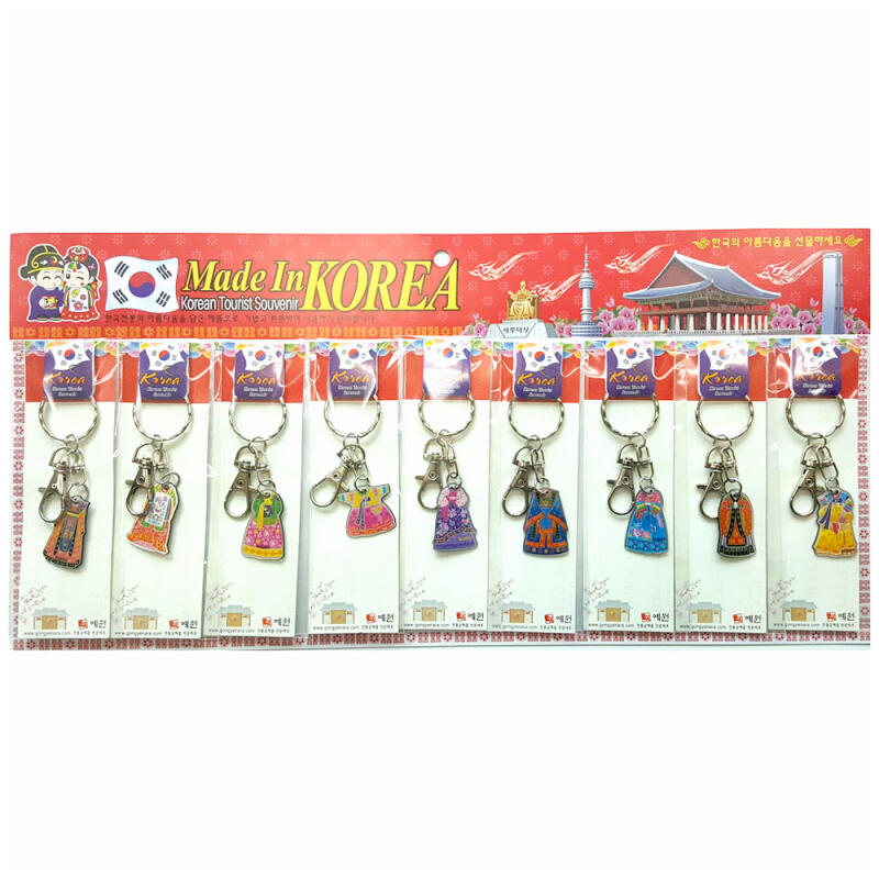 Korean Traditional Character Tourist Attraction Hanbok Acrylic Keychain (9 pcs)