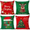 Merry Christmas Decor Cushion Cover 45x45 cm Pillow CaseCartoon Reindeer Santa Claus Printed Throw Pillowcase Linen Pillow Cover