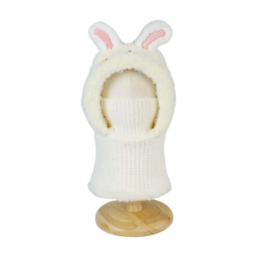 Knitted Beanie Rabbit Ear Winter Hat Plush Face Guard Neck Warmer Pullover Cap  Infant Cap