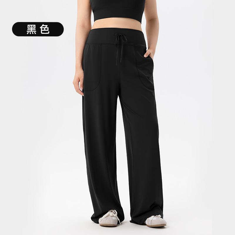 

Толстые мм свободные широкие брюки женская одежда прикрывающая мясо и выглядящая худой грушевидная фигура повседневные брюки высокая талия карман прямые спортивные штаны 3XL (175-100kg recommended) чёрный