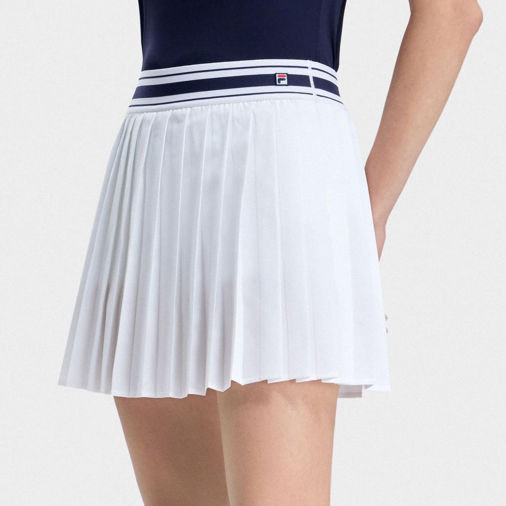 Fila Logo Loose Pleated Tennis Sports Breathable Woven Casual Skirt Women Skirts Jade-White A11W323311F-WT