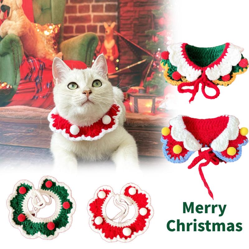 Dog Cat Collar Christmas Pet Knitted Scarf Necklace Bib Party Dress Up Gift